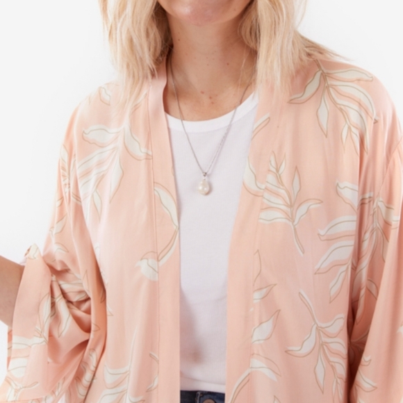 Summer and Rose Sophia Kimono Peach Palms Viscose  Cover-up  Chic  Plus Size NEW - Picture 6 of 7